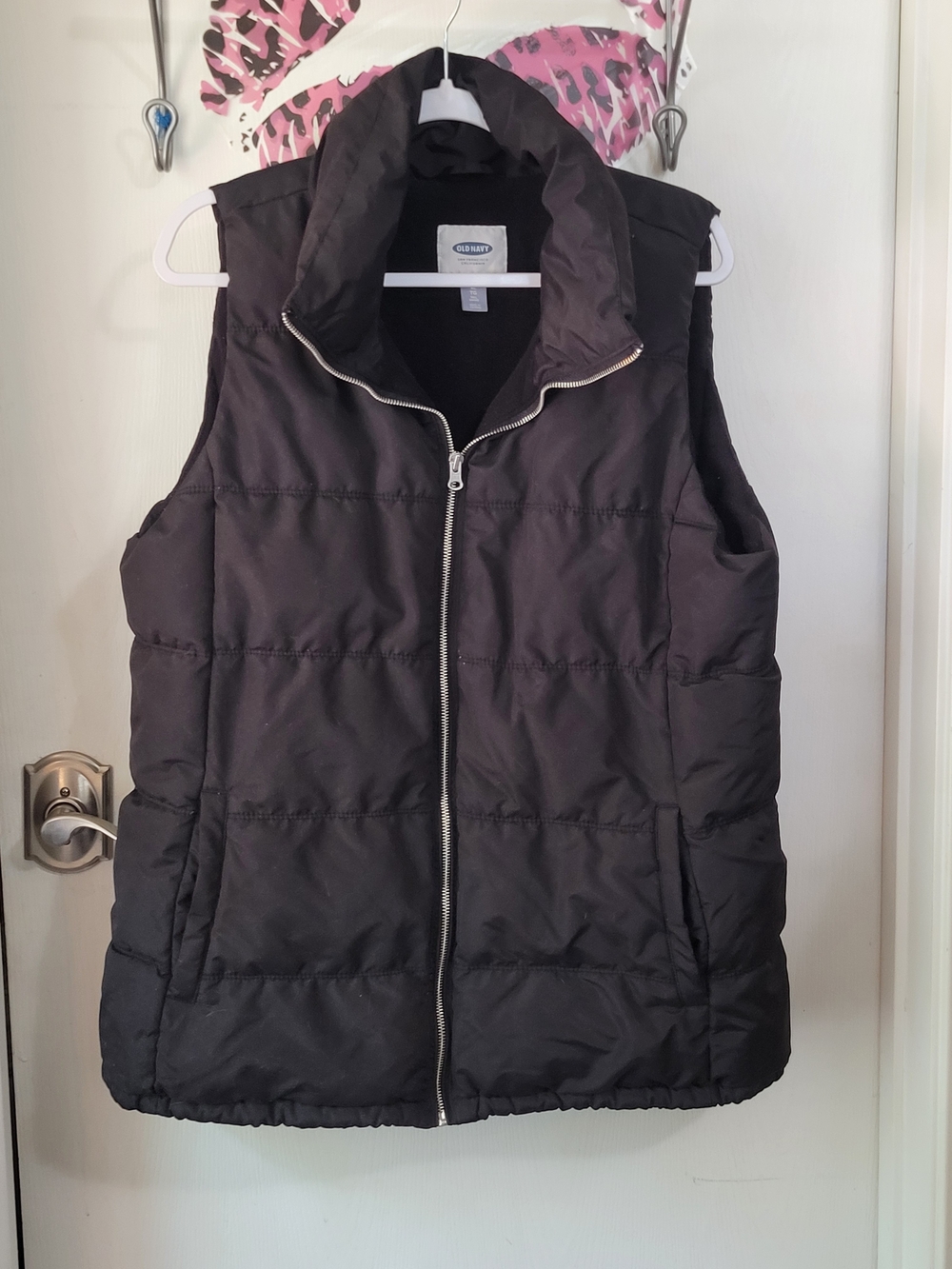 Coldwater Creek Black Quilted Puffer Vest with Stand Collar